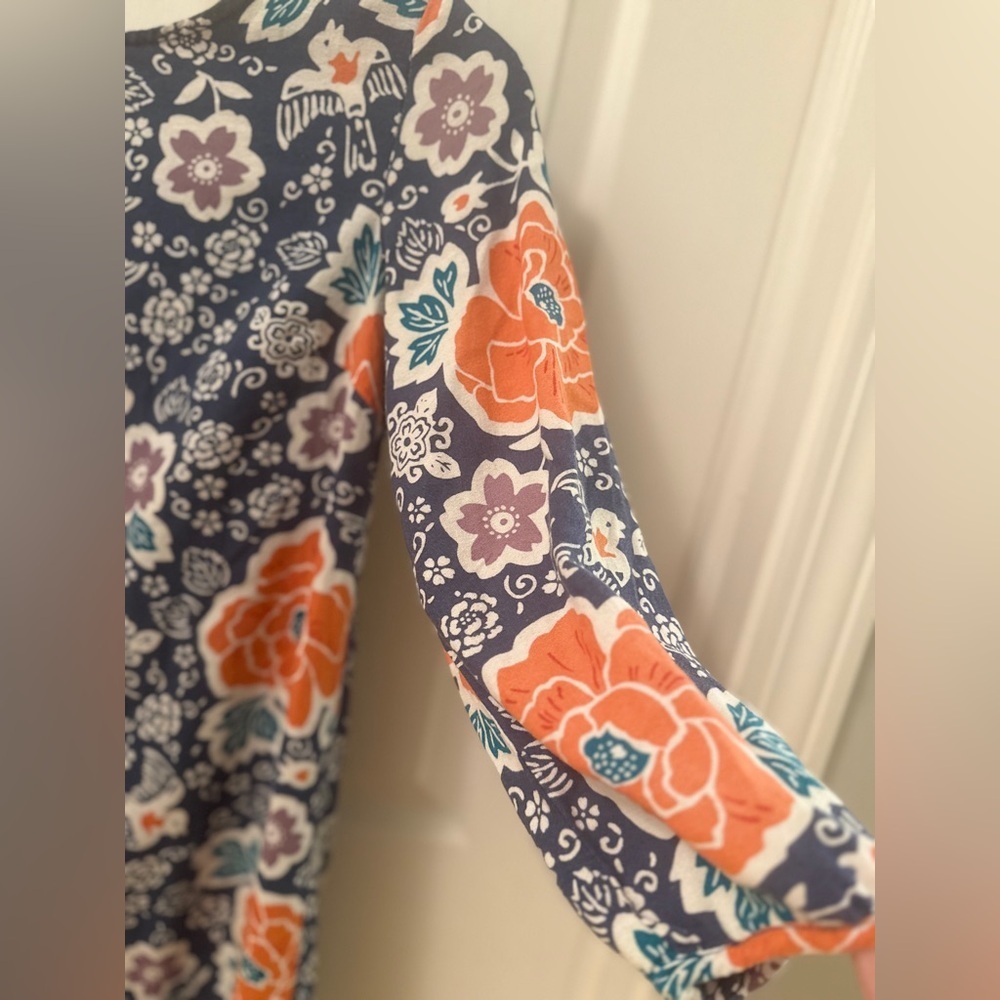 Old Navy blue mini boho floral blue dress Sz S. SUPER chic! AS - Picture 3 of 7